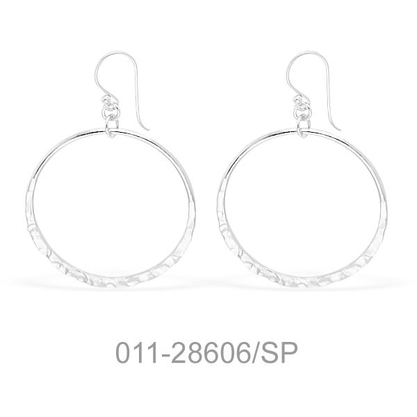 EARRING ROUND W/HAMMER & SILVER PLATED 4.6 G
